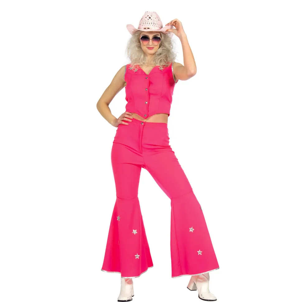 SALE Damen-Kostüm Western-Schlaghose und Weste, pink, Gr. 36