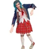SALE Damen-Kostüm Zombie Schulmädchen, inkl. Jacke, Bluse, Rock, Krawatte und Strümpfe, Gr. XS