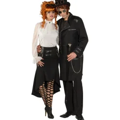 SALE Damen Steampunk-Rock, lang, schwarz, Gr. 34