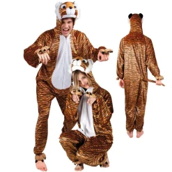 SALE Damen- und Herren-Kostüm Overall Tiger, Gr. S bis 165cm Körpergröße - Plüschkostüm, Tierkostüm