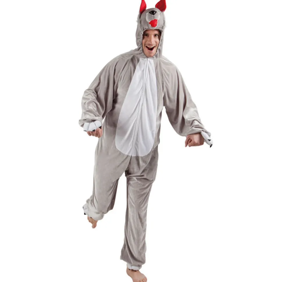 SALE Damen- und Herren-Kostüm Overall Wolf, Gr. M-L bis 180cm Körpergröße - Plüschkostüm, Tierkostüm