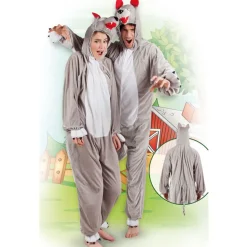 SALE Damen- und Herren-Kostüm Overall Wolf, Gr. M-L bis 180cm Körpergröße - Plüschkostüm, Tierkostüm