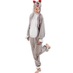 SALE Damen- und Herren-Kostüm Overall Wolf, Gr. M-L bis 180cm Körpergröße - Plüschkostüm, Tierkostüm