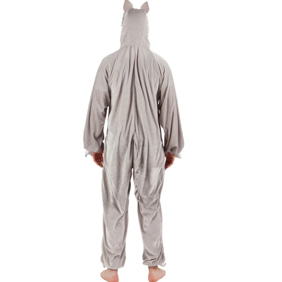 SALE Damen- und Herren-Kostüm Overall Wolf, Gr. M-L bis 180cm Körpergröße - Plüschkostüm, Tierkostüm