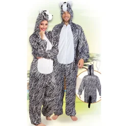 SALE Damen- und Herren-Kostüm Overall Zebra, Gr. S bis 165cm Körpergröße - Plüschkostüm, Tierkostüm