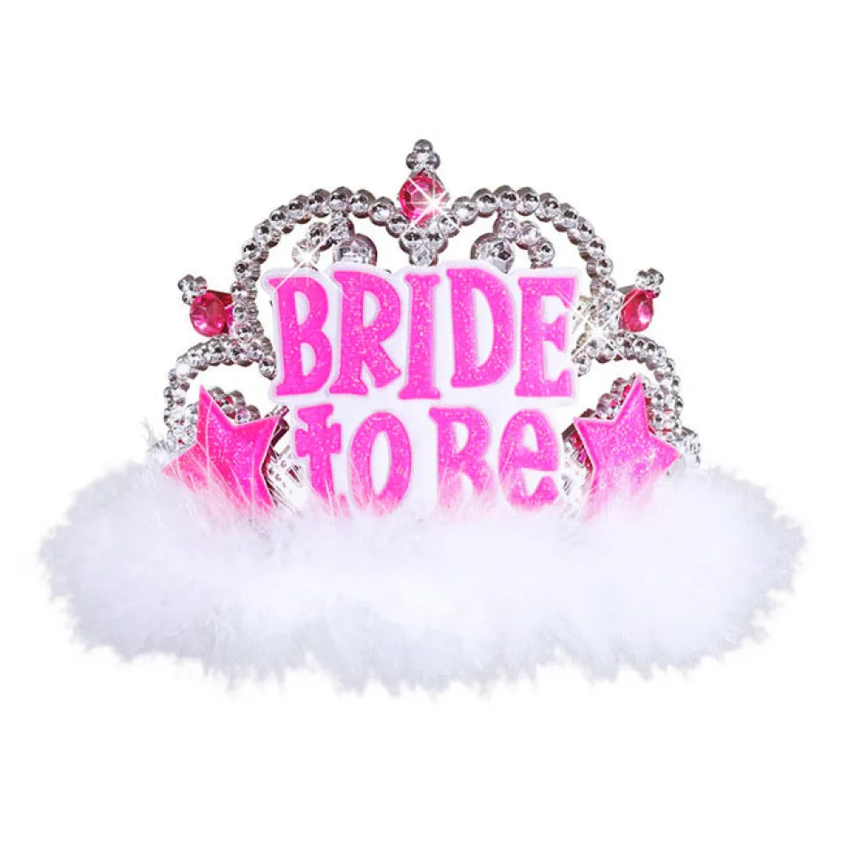 SALE Diadem Bride to be, mit Marabou-Besatz, weiß