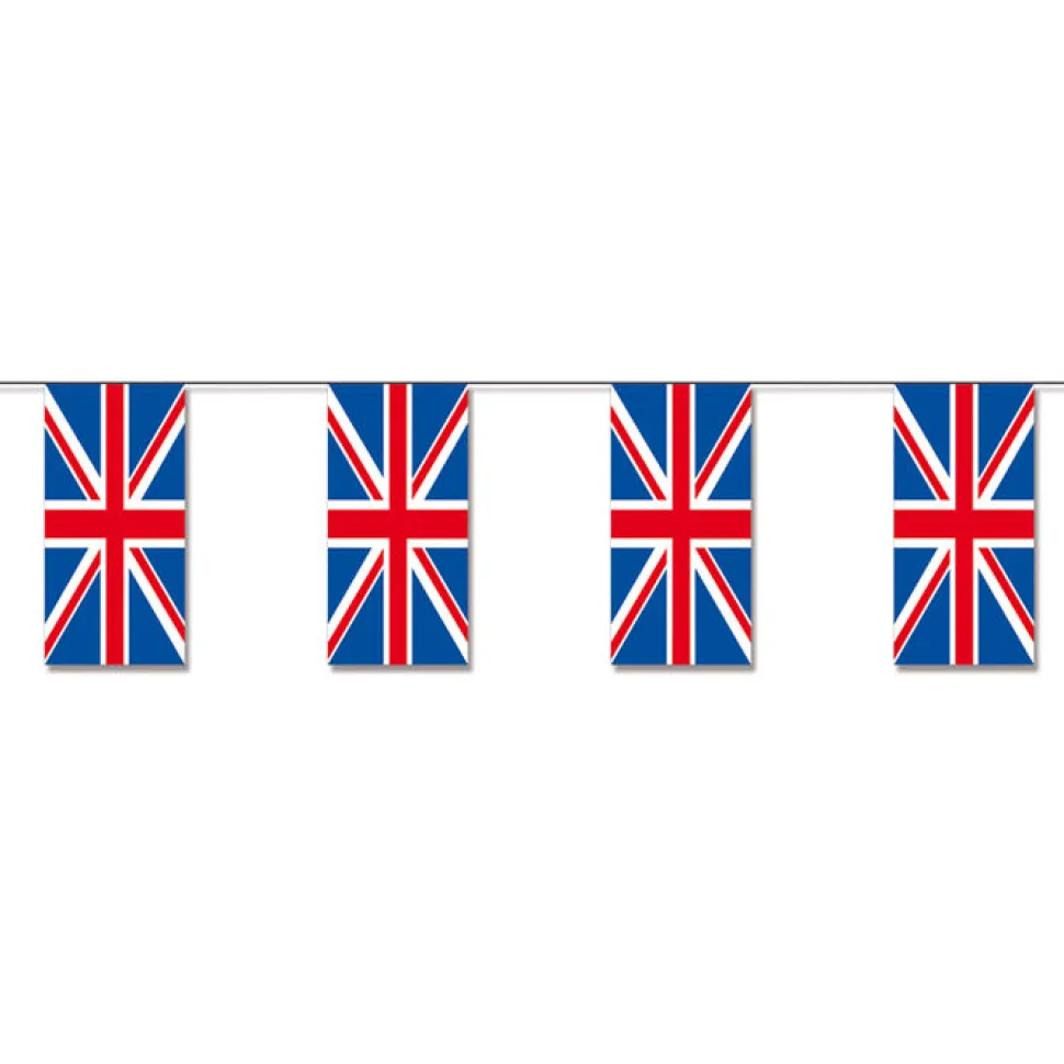 SALE Fahnenkette Großbritannien mit 14 Fahnen, je 12cm x 24cm, 4m, schwer entflammbar