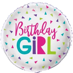 SALE Folienballon Birthday Girl, für Kindergeburtstag Mädchen, beidseitig bedruckt, Größe: ca. 45 cm