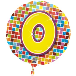 SALE Folienballon Blocks, Zahl 0, 1 Stk. Ø 43 cm
