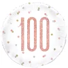 SALE Folienballon 100. Geburtstag, weiß-rosa, glitzernd, Größe: ca. 45 cm