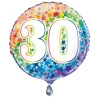 SALE Folienballon 30. Geburtstag, mit bunten Sternen / Regenbogen, beidseitig bedruckt, Größe: ca. 45 cm