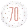 SALE Folienballon 70. Geburtstag, weiß-rosa, glitzernd, Größe: ca. 45 cm