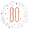 SALE Folienballon 80. Geburtstag, weiß-rosa, glitzernd, Größe: ca. 45 cm