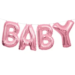 SALE Folienballon Girlande für Baby Shower Party, Raumdekoration, rosa - metallisch, Mädchen / Girl