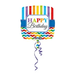 SALE Folienballon Happy B.day Stripe & Chevron 45cm