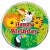 SALE Folienballon Happy Birthday, Motto Dschungel Tiere für Kindergeburtstag, beidseitig bedruckt, Größe: ca. 45 cm