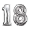 SALE Folienballon Medium Zahl 18 Silber, 45x66 cm