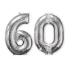 SALE Folienballon Medium Zahl 60 Silber, 45x66 cm