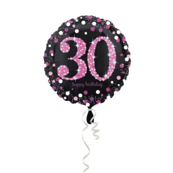 SALE Folienballon Sparkle Pink 30th, ca. 45 cm
