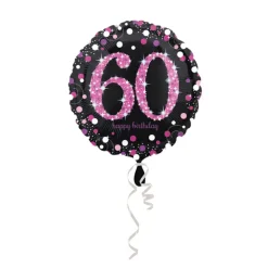 SALE Folienballon Sparkle Pink 60th, ca. 45 cm