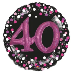 SALE Folienballon Sparkling Pink 40th, ca. 81 cm