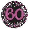 SALE Folienballon Sparkling Pink 60th, ca. 81 cm