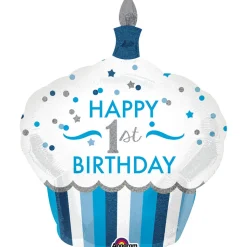 SALE Folienballon 1st Birthday Cupcake Blau 73x91cm