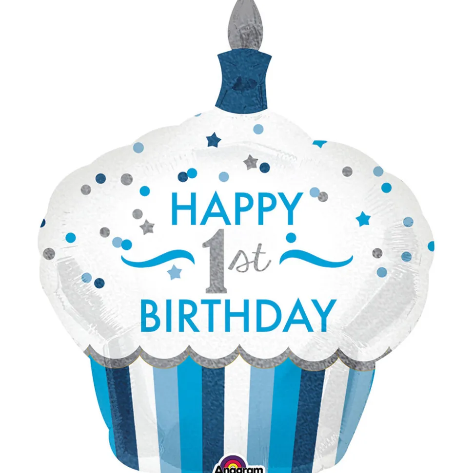 SALE Folienballon 1st Birthday Cupcake Blau 73x91cm