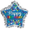 SALE Folienballon Stern Happy-Birthday / Herzlichen Glückwunsch Triangles XL, ca. 71 cm