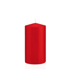 SALE Getauchte glatte Stumpen-Kerze, ca. Höhe: 150mm, Ø 80mm, Farbe: Rot