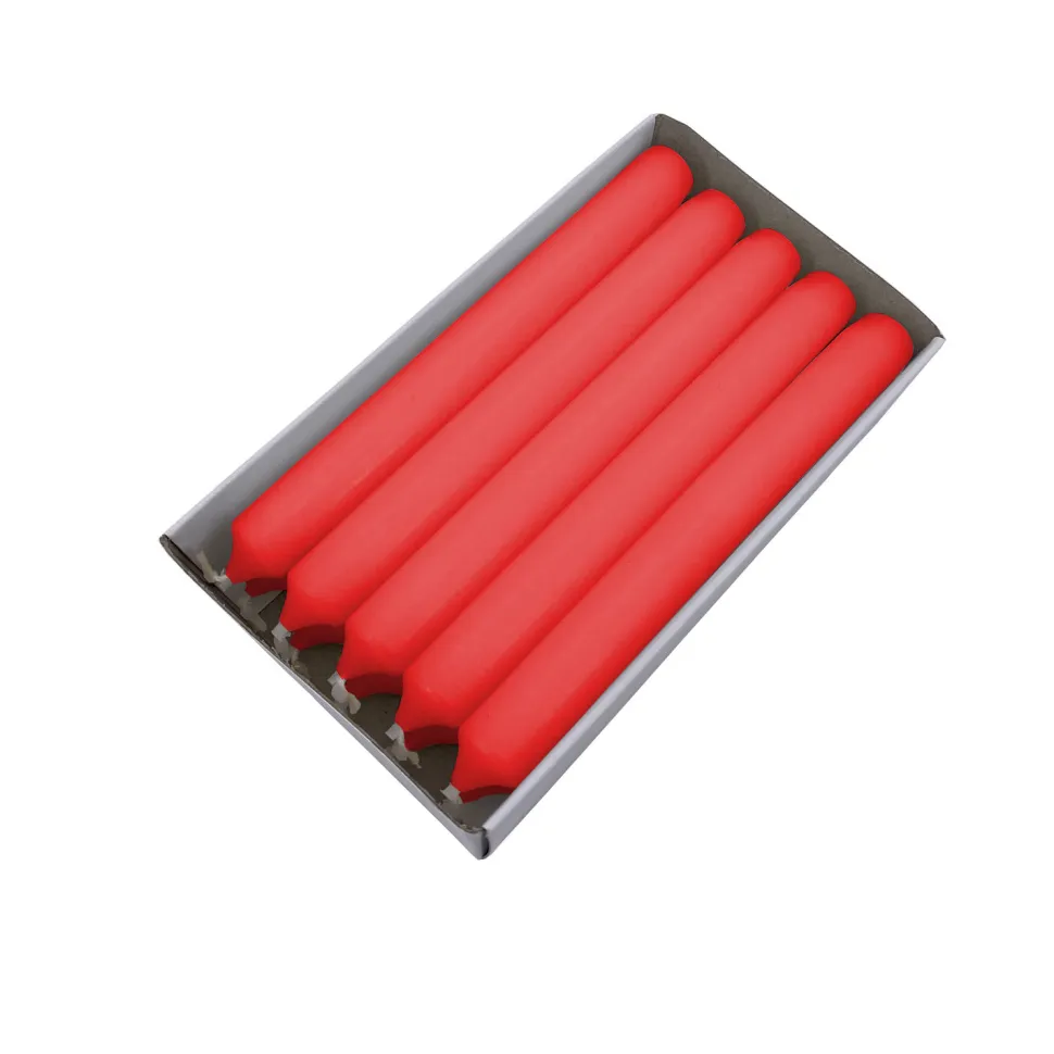 SALE Getauchte glatte Tafel-Kerzen, ca. Höhe: 185mm, Ø 21mm, Vorteilspack mit 10 Stück, Farbe: Rot
