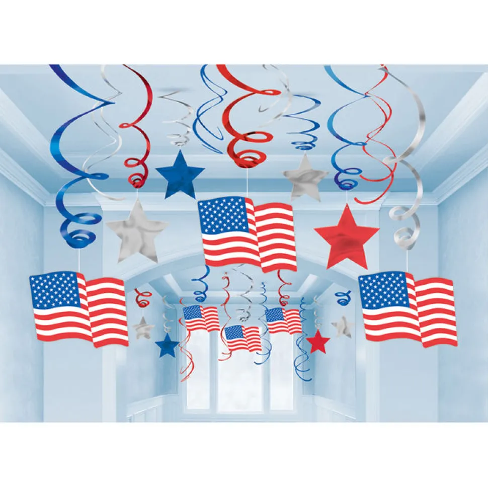 SALE Girlanden-Set USA spiralförmig, 12 Stk.