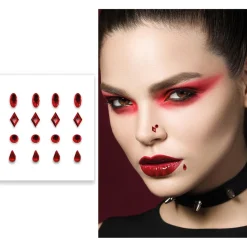 SALE Glitzersteine für das Gesicht, verschiedene Formen, 16 Stück, rot