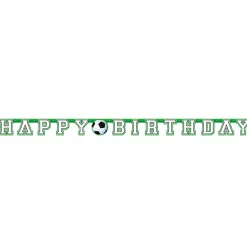 SALE Große Girlande Happy Birthday, Fußball Kindergeburtstag Dekoration, mit Klebe-Stickern, Länge: ca. 2,13 m