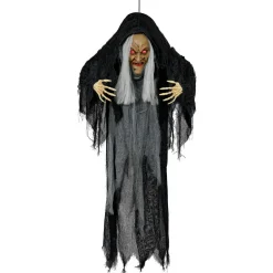 SALE Halloween-Deko Buckel-Hexe mit Licht-, Sound- und Bewegungseffekt, 120cm