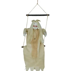 SALE Halloween-Deko-Figur Mädchen auf Schaukel, mit Licht- und Soundeffekt, 75cm
