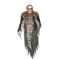 SALE Halloween-Deko-Figur Skelett mit Karohemd, ca. 120cm