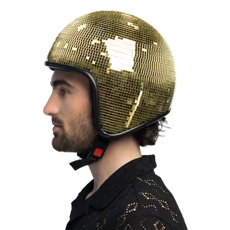 SALE Helm Disco-Kugel, Einheitsgröße, Gold