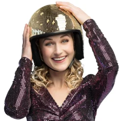 SALE Helm Disco-Kugel, Einheitsgröße, Gold