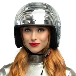 SALE Helm Disco-Kugel, Einheitsgröße, Silber