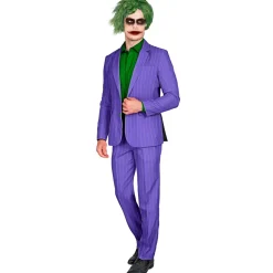 SALE Herren-Kostüm Anzug Böser Clown, Jackett und Hose, lila mit Nadelstreifen, Gr. S