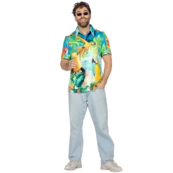 SALE Herren-Kostüm Hawaii-Hemd Papagei, bunt, Gr. S