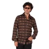 SALE Herren-Kostüm Hippie-Hemd Retro Groovy, schwarz, Gr. S