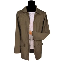 SALE Herren-Kostüm Macheten-Killer, Jacke mit eingenähtem Hemd, braun, Gr. S-M
