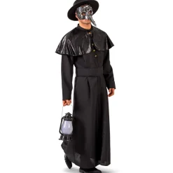 SALE Herren-Kostüm Mantel Pest-Doktor, schwarz, Gr. 48-50