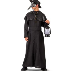 SALE Herren-Kostüm Mantel Pest-Doktor, schwarz, Gr. 48-50