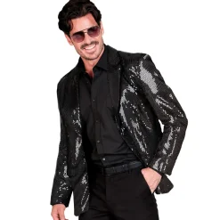 SALE Herren-Kostüm Pailletten-Jacke schwarz, Gr. S