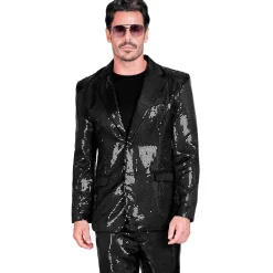 SALE Herren-Kostüm Pailletten-Jacke schwarz, Gr. S