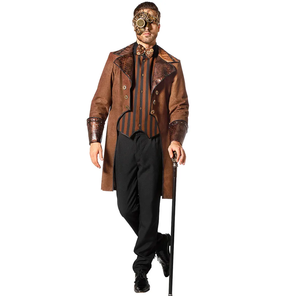 SALE Herren-Kostüm Steampunk-Mantel Snake, braun, Gr. 48