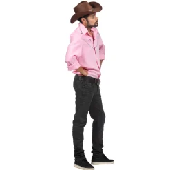 SALE Herren-Kostüm Westernhemd rosa, mit silbernen Applikationen, Gr. M